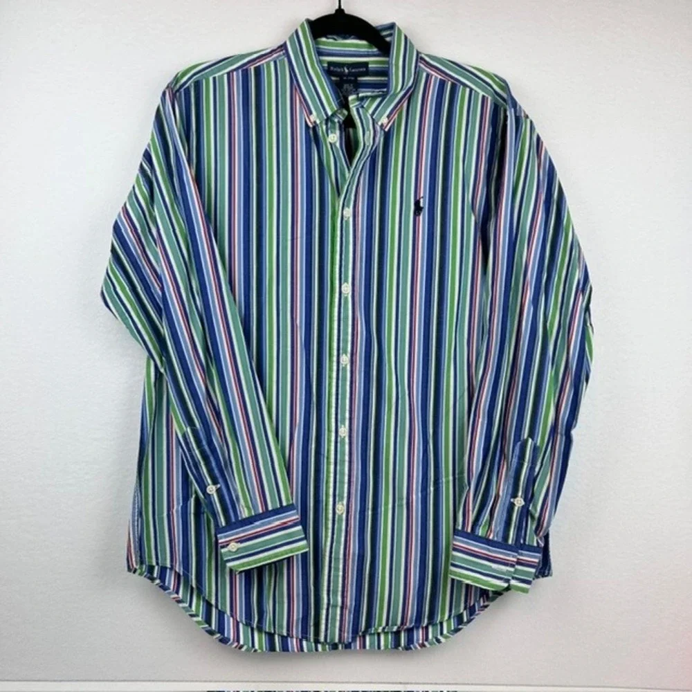 Ralph Lauren Button Down Shirt Multi-Color Striped Cotton Kids XL(20)